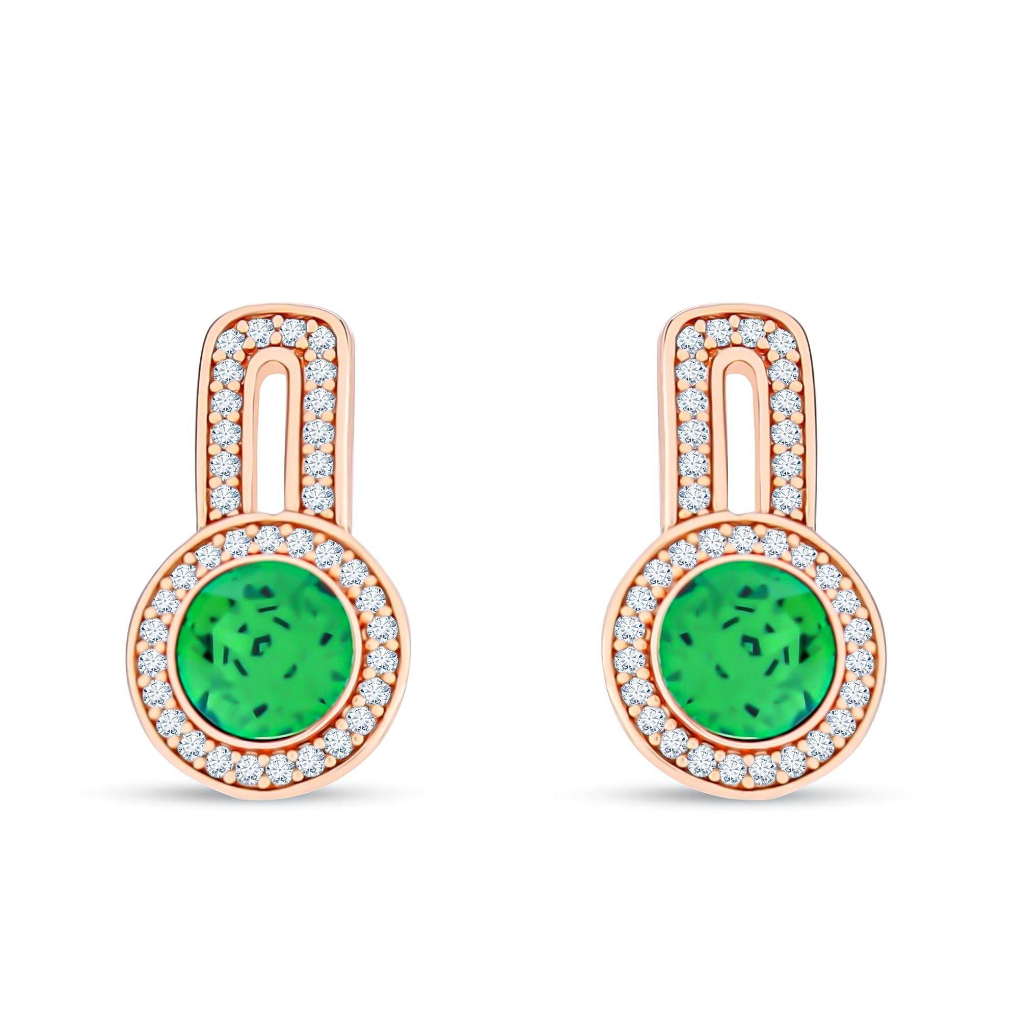 Swarovski auskari ar zaļu akmeni un zelta pārklājumu
