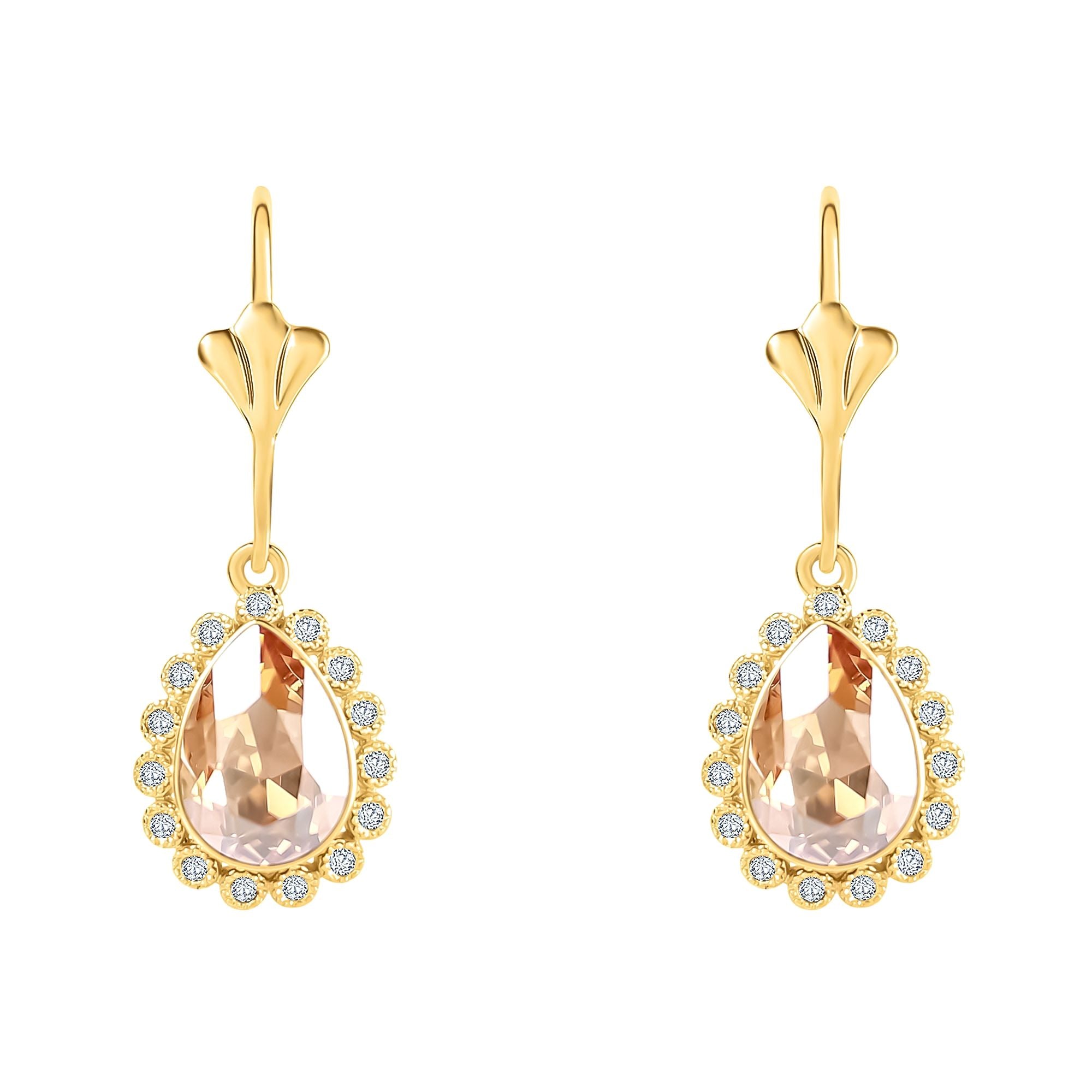 18K zelta pārklājuma auskari ar Swarovski kristāliem un cirkoniem