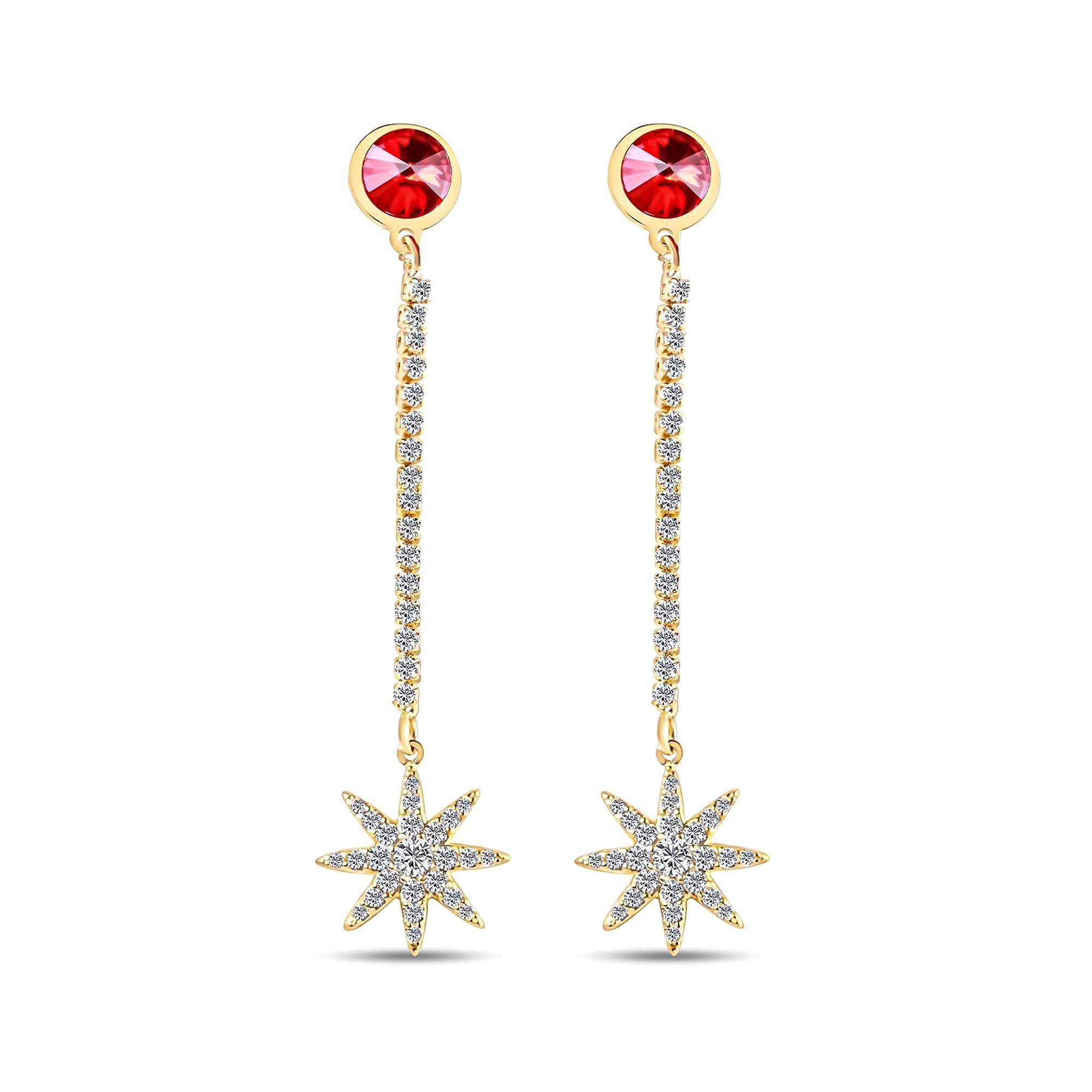 Garie auskari ar Swarovski kristāliem un 18K zelta pārklājumu