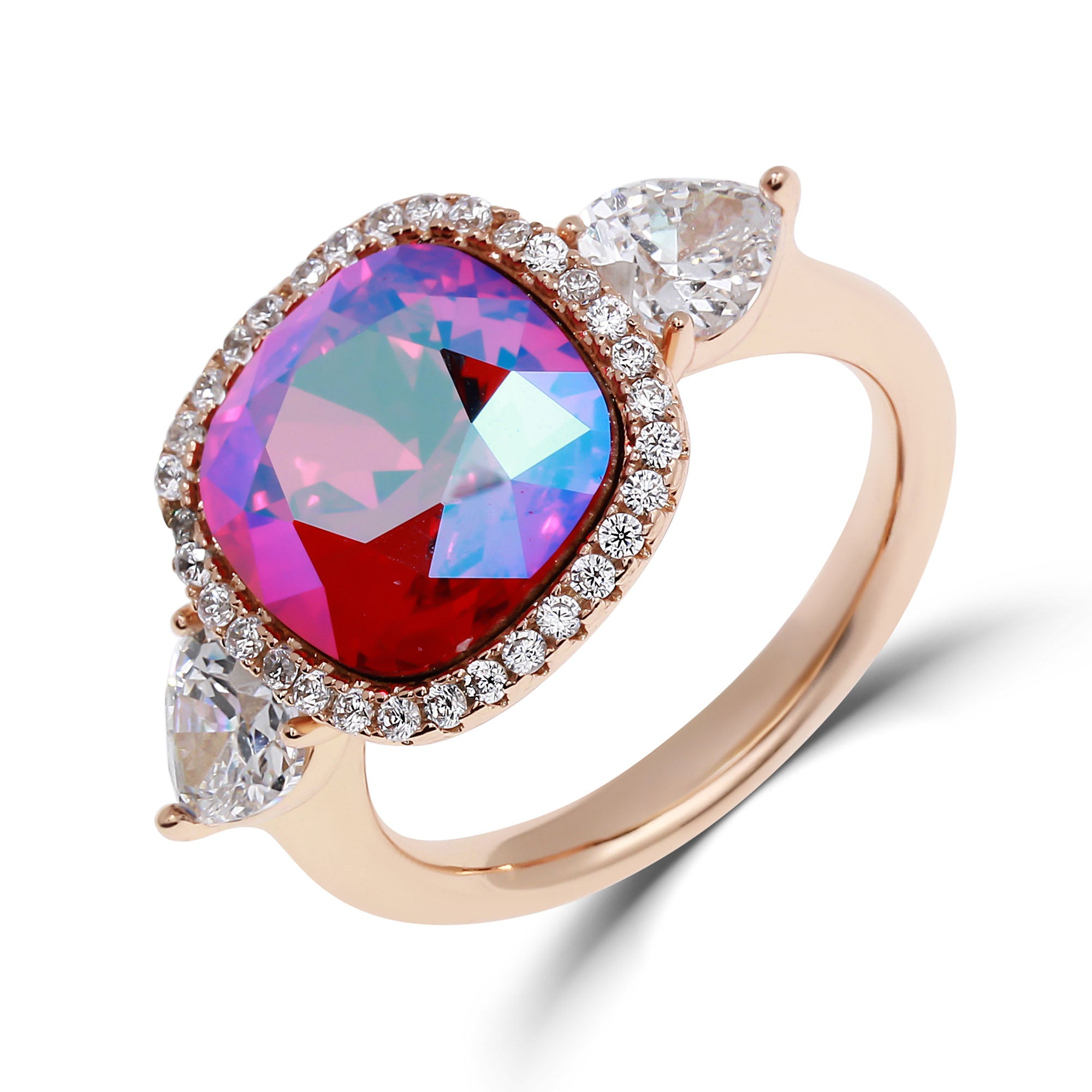Apzeltīts gredzens ar Swarovski Volcano kristālu